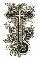 cross and birthday in roman numerals 10-26-06 tattoo design idea