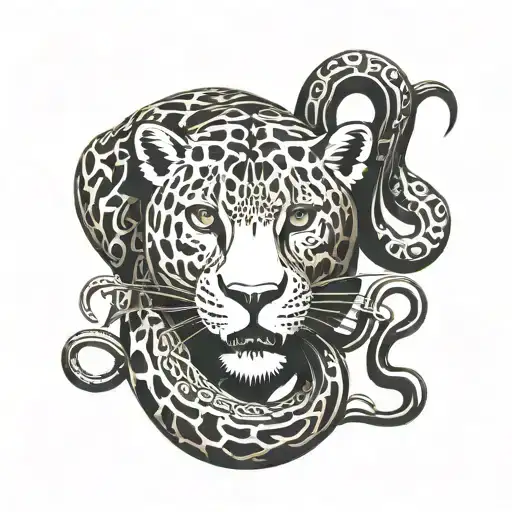 a Jaguar fighting a snake wrapped around the jaguar tattoo design idea