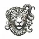 a Jaguar fighting a snake wrapped around the jaguar tattoo design idea
