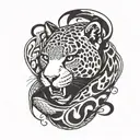 a Jaguar fighting a snake wrapped around the jaguar tattoo design idea