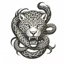 a Jaguar fighting a snake wrapped around the jaguar tattoo design idea