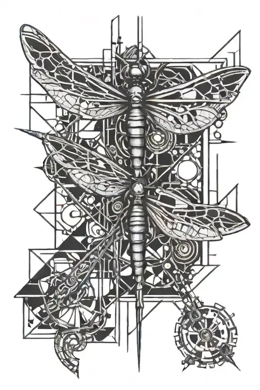 industrial dragonfly  tattoo design idea