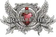 ruby name with angel wings spread wide and halo  tattoo design idea