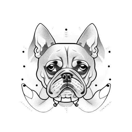 dog with barbell tattoo design idea