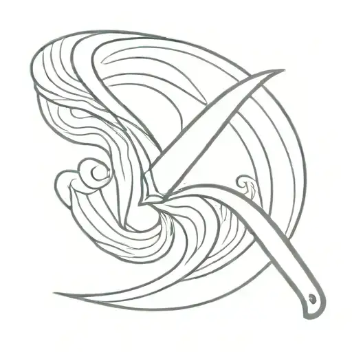 machete with a wave forming the shape tattoo design idea