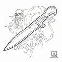 outline machete tattoo design idea