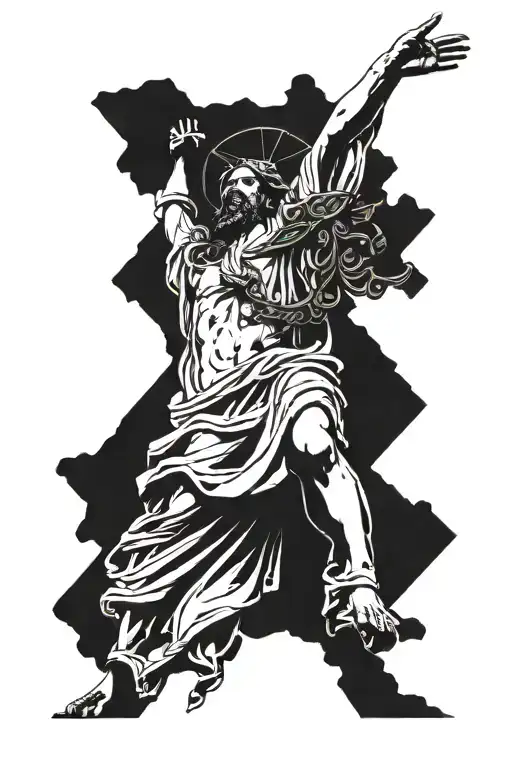Jesus statue, facing to the side  tattoo design idea