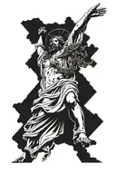 Jesus statue, facing to the side  tattoo design idea