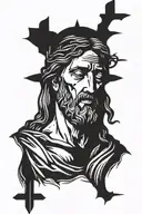 Jesus statue, facing to the side  tattoo design idea