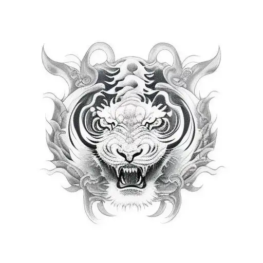 Black dragon white tiger forming a ying yang tattoo design idea