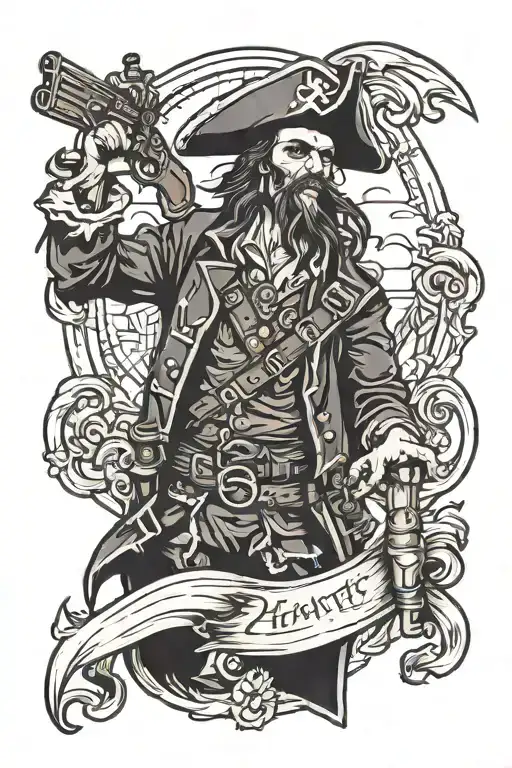 pirate with a gun tattoo design idea