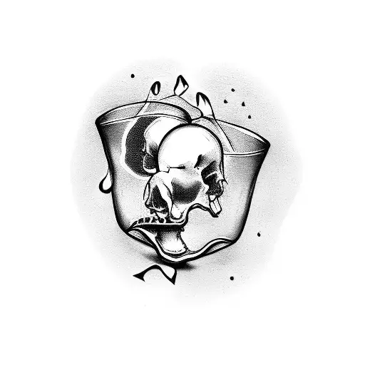 a wine glass, a kiss carved in a bone tattoo design idea