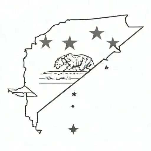 outline of state of California with a star for San Diego  tattoo design idea