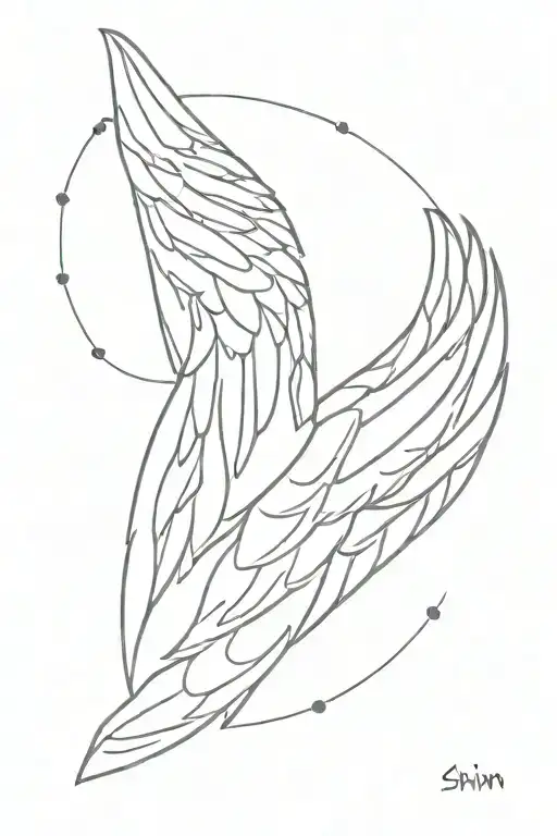 Name skvrin in Braille with angle wings spread wide tattoo design idea