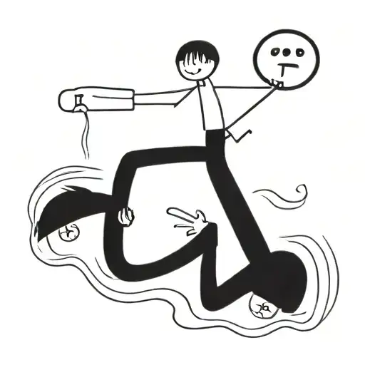 a boy who is lost and finding his purpose and has a split personality , one side being funny and other side confused  tattoo design idea