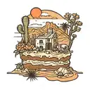 piece of cake walking through the desert landscape tattoo design idea