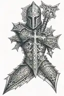 KIght Templar Armor Right full sleeve tattoo featuring Templar Cross tattoo design idea