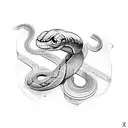 old school snake with initials AG  tattoo design idea