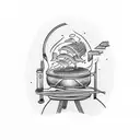 bbq grill tattoo design idea