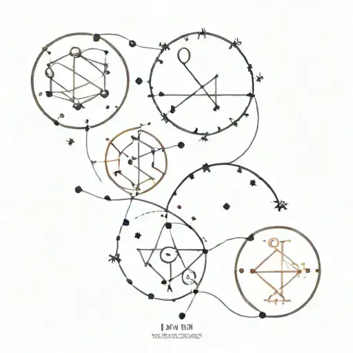 A constellation tattoo featuring the zodiac signs Libra, Pisces, and Gemini intertwined in a unique design tattoo design idea