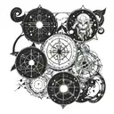 A constellation tattoo featuring the zodiac signs Libra, Pisces, and Gemini intertwined in a unique design tattoo design idea