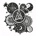 A constellation tattoo featuring the zodiac signs Libra, Pisces, and Gemini intertwined in a unique design tattoo design idea