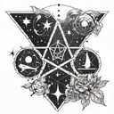 A constellation tattoo featuring the zodiac signs Libra, Pisces, and Gemini intertwined in a unique design tattoo design idea