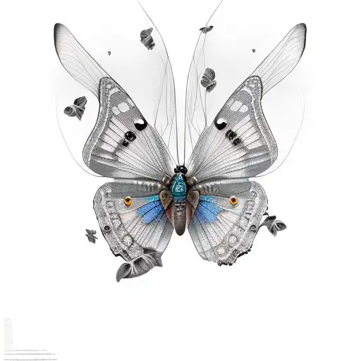 papillon avec empreinte de doigts  tattoo design idea
