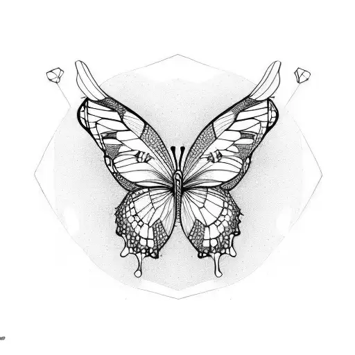 papillons volant à travers les etoiles tattoo design idea