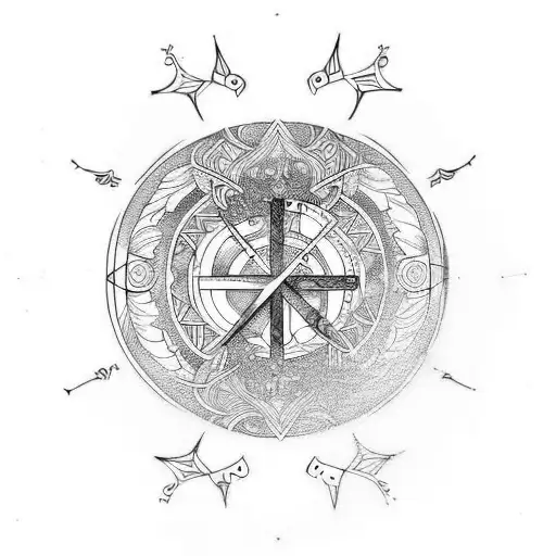 waning cresent with Ogham writing  tattoo design idea