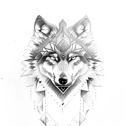 wolf and indian tattoo design idea