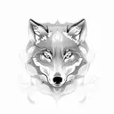 Create a dotwork tattoo featuring a wolf in a serene forest setting, with other animals subtly hidden within the design. tattoo design idea