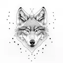 Create a dotwork tattoo featuring a wolf in a serene forest setting, with other animals subtly hidden within the design. tattoo design idea