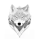 Create a dotwork tattoo featuring a wolf in a serene forest setting, with other animals subtly hidden within the design. tattoo design idea