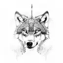 wolf and indian tattoo design idea