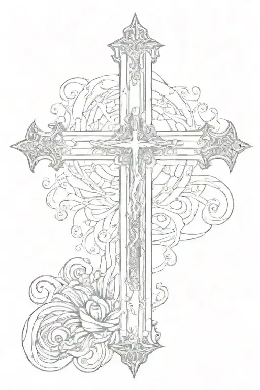 Thin Cross and In God I Trust tattoo design idea