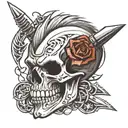skull with fangs with a deathhawk mohawk tattoo design idea