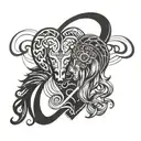 Aries and Virgo symbols combined with a heartbeat line to symbolize the importance of friendship and healthcare in the client's life tattoo design idea