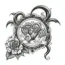 Aries and Virgo symbols combined with a heartbeat line to symbolize the importance of friendship and healthcare in the client's life tattoo design idea
