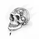 skull sword snake  tattoo design idea