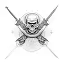 skull sword snake  tattoo design idea