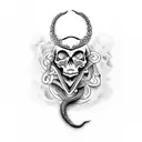 skull sword snake  tattoo design idea