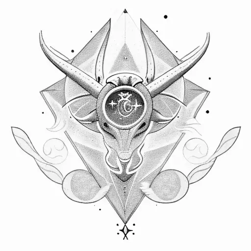 Design a tattoo combining elements of Pisces, Taurus, and Virgo in a celestial theme tattoo design idea
