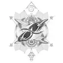 Design a tattoo combining elements of Pisces, Taurus, and Virgo in a celestial theme tattoo design idea