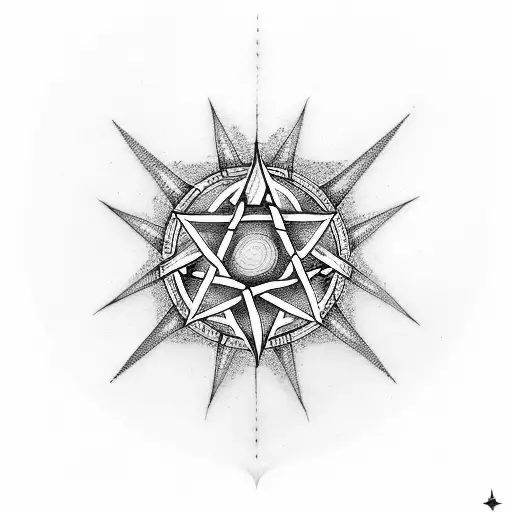 pentagram With fláme tattoo design idea