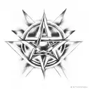 pentagram with flames tattoo design idea