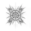 pentagram with flames tattoo design idea