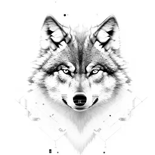 An automation engineer controlling a pack of wolves with futuristic technology tattoo design idea