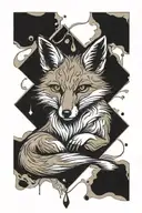 fox sitting alone tattoo design idea