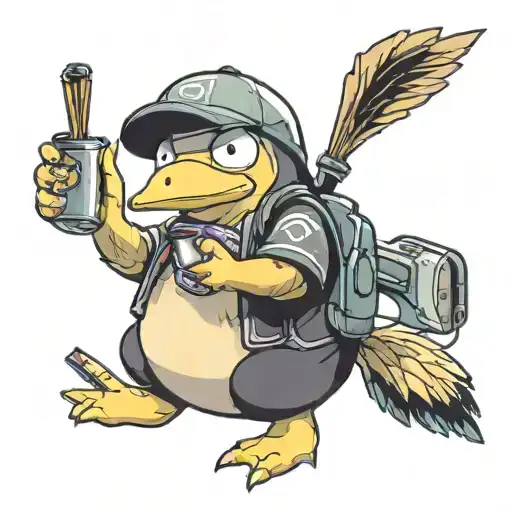 Pokémon psyduck working at taco bell sitting tattoo design idea